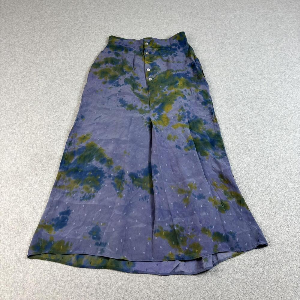 Michele Domercq Silk Skirt Women 38 Purple Tye-dye Button Maxi Boho France READ